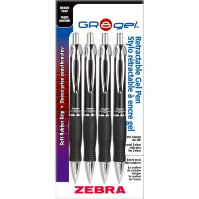 Pen-Retractable, Gr8 Gel 0.7Mm Black 4/Pk