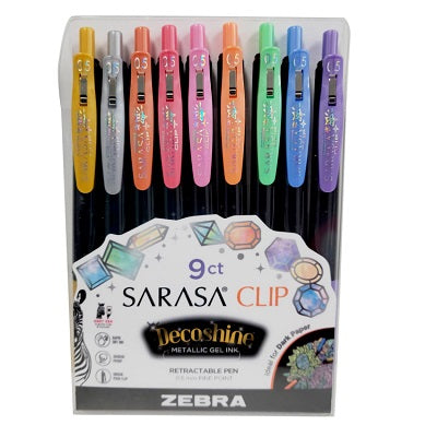 Pen-Retractable, Sarasa Clip, Metallic Gel Ink 9/Pack