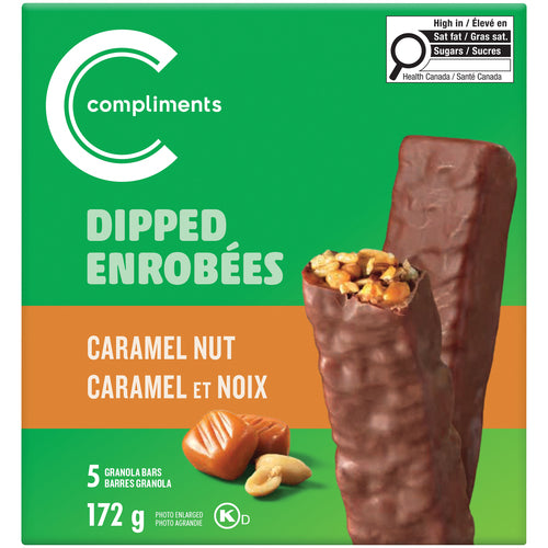 Compliments Granola Bars Dipped Caramel Nut 172 g