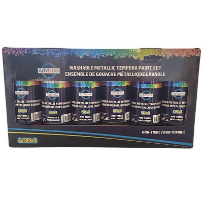 Paint-Tempera 500Ml Washable Metallic Paint 6/Set