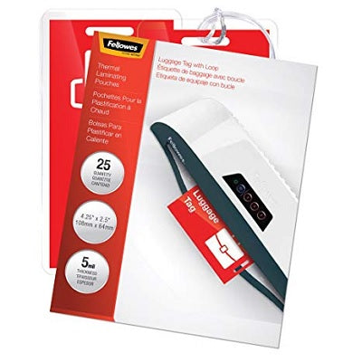 Laminating Pouch-Luggage Tag Glossy 5Mil 25/Pack