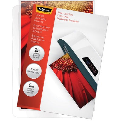 Laminating Pouch-4X6 Photos, 5Mil 25/Pack