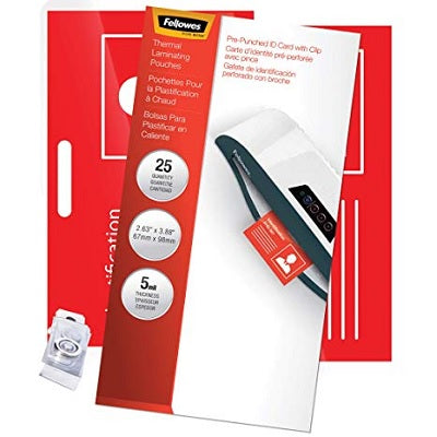 Laminating Pouch-Id Tag With Clip, Glossy 5Mil 25/Pack