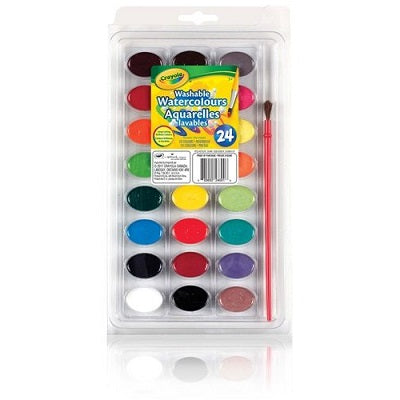 Paint-Watercolour 24, Oval Pan Colours With Brush