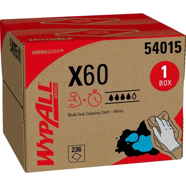 Cleaning Wipes-Wypall X60 Reinforced,White, 236/Box