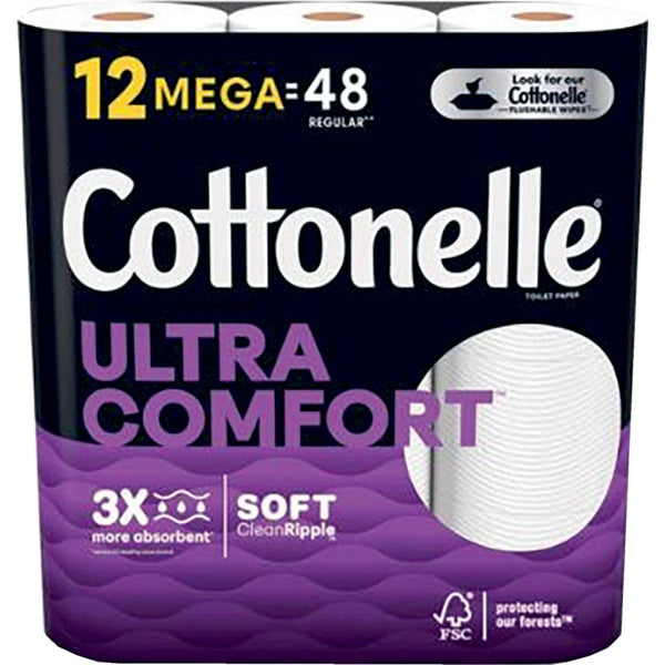 Toilet Paper-Cottonelle Ultra Comfort 2-Ply 12/Pk, 4Pks/Ct