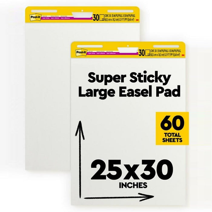 Easel Pad-Post-It Super Sticky 25"X30" White 30 Sheets 2/Pk