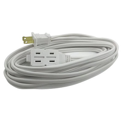 Power Cord-Indoor Extension 6'  3-Outlet, White