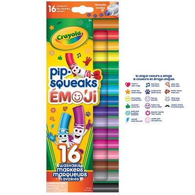 Marker-Crayola Washable, Pip-Squeaks Emoji 16/Pk