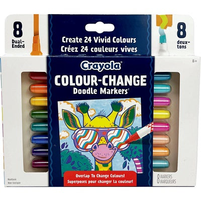 Marker-Crayola Permanent, Doodle Dual Colour Change 8/Pk
