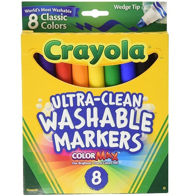 Marker-Crayola Washable, Chisel Tip, 8 Classic Colours