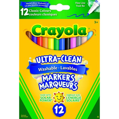 Marker-Crayola Washable, Fine Line, 12 Classic Colours