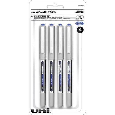 Pen-Roller, Uni Vision, 0.7Mm Fine Blue 4/Pk