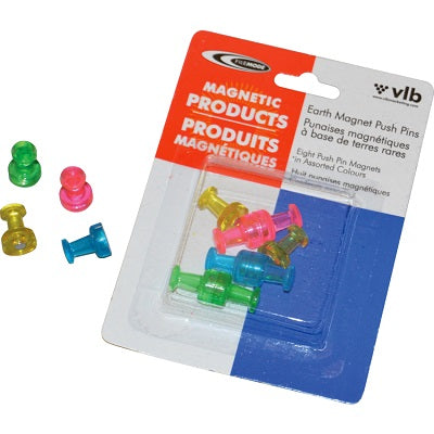 Magnets-Push Pin Shape, Assorted Colours 8/Pack