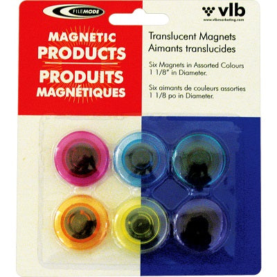 Magnets-Round Translucent Assorted 6/Pk