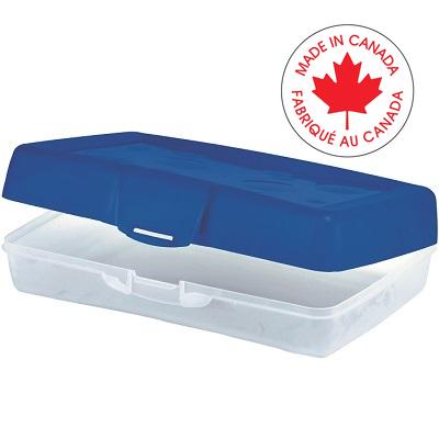 Pencil Box-Small, Blue Lid/Clear Bottom