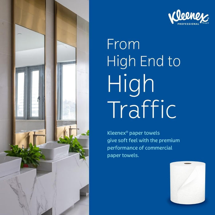 Kleenex® Universal Hard Roll Paper Towels (50606), 1.75" Core, with Premium Absorbency Pockets™, White, (600'/Roll, 6 Rolls/Case, 3,600'/Case)