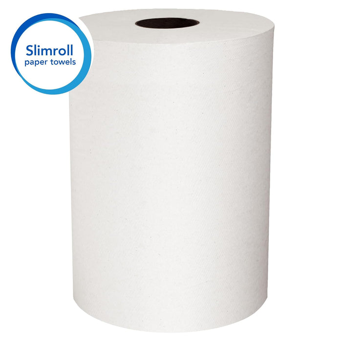 Scott Slimroll Hard Roll Paper Towels (12388) with Fast-Drying Absorbency Pockets, White, 6 Rolls/Case, 580'/Roll