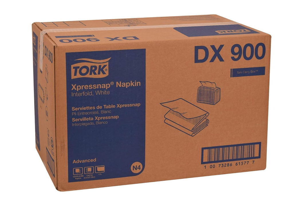 Tork Dx900 Xpressnap Interfold Dispenser Napkins, 1-ply, Bag-pack, 13x8 1/2, White (case Of 6, 000),