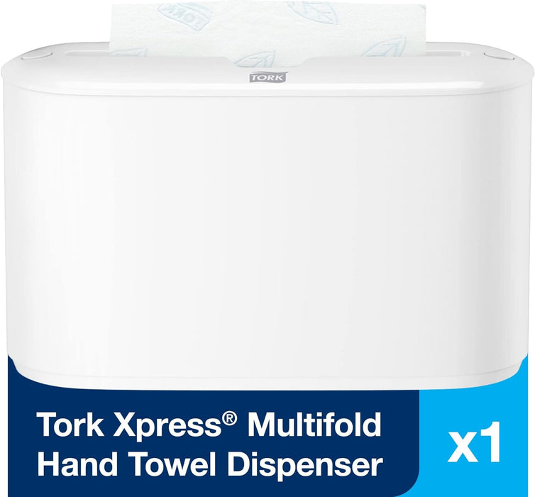 Tork Xpress 302020 Countertop Multifold Hand Towel Dispenser, Plastic, 7.92" Height x 12.68" Width x 4.56" Depth, White (Case of 1) for use with Tork MB550A, MB640, MB540A
