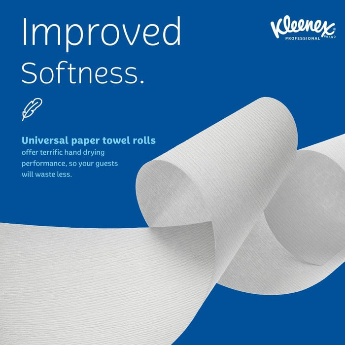 Kleenex® Universal Hard Roll Paper Towels (50606), 1.75" Core, with Premium Absorbency Pockets™, White, (600'/Roll, 6 Rolls/Case, 3,600'/Case)