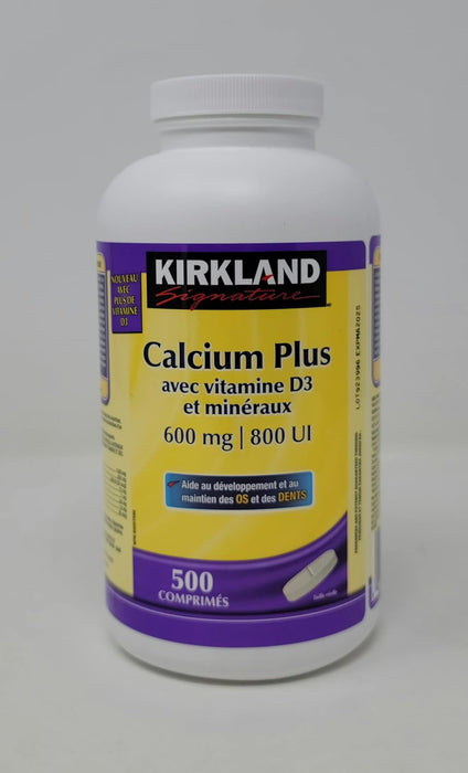kirkland Signature Calcium Plus with Vitamin D3 & Minerals, 600mg/800IU, 500 tabs