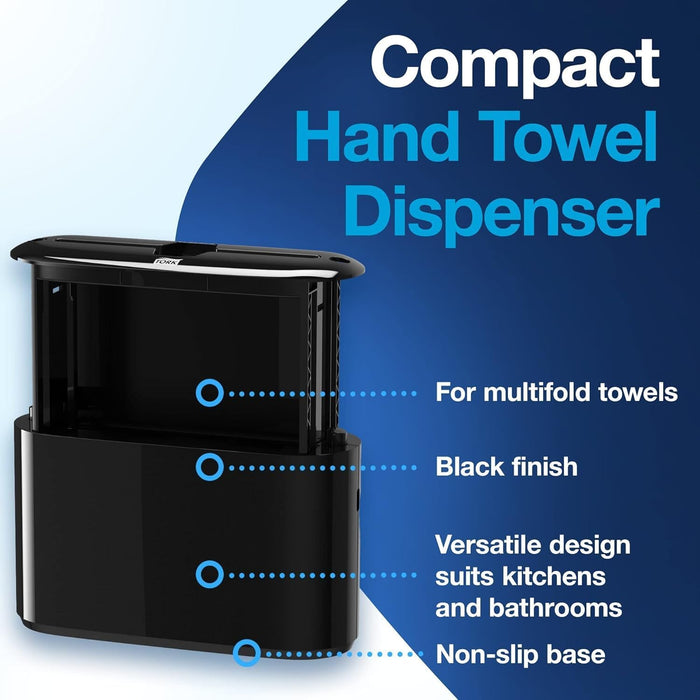 Tork 302028 Xpress Countertop Multifold Hand Towel Dispenser, Plastic, 7.92" Height x 12.68" Width x 4.56" Depth, Black, for use with Tork MB550A, MB640, MB540A, H2/H23