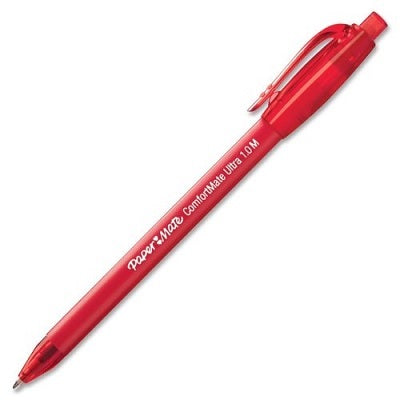 Pen-Retractable, Comfortmate Ballpoint, Medium Red 12/Bx