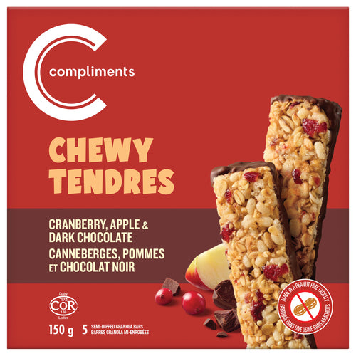 Compliments Chewy Granola Bars Cranberry Apple And Dark Chocolate 150 g