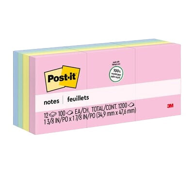 Notes-Post-It, Recycled 1-3/8 X 1-7/8" Sweet Sprinkles 12/Pk
