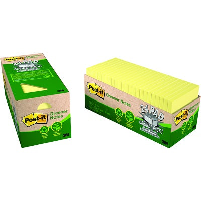 Notes-Post-It, Cabinet Pack Greener 3X3 Yellow 24/Pack