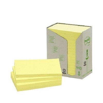Notes-Post-It, Recycled 3X5 Yellow, 16Pads/Tower