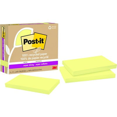 Notes-Post-It Super Sticky, Recycled 3X5 Yellow 12/Pk