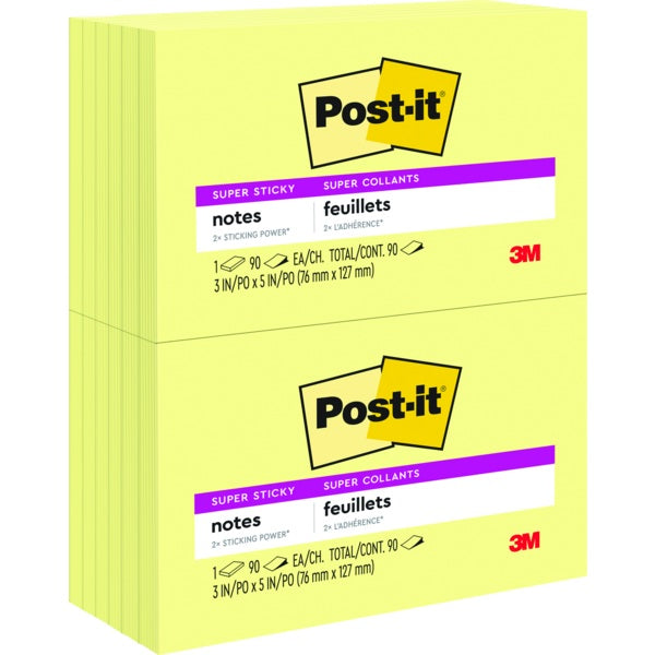 Notes-Post-It, Super Sticky 3X5 Yellow 12/Pk