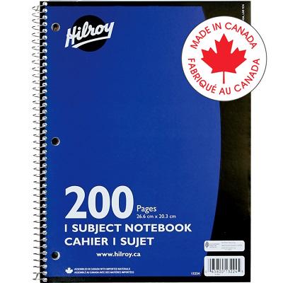 Notebook-Coil, 1-Subject 10.5X8 200 Page 3-Hole, Blue
