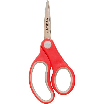 Scissors-5" Kids Pointed, Soft Handle  Red