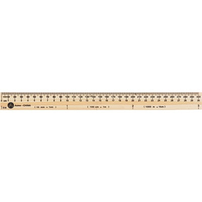 Ruler-30Cm Wood, Metric Graduations