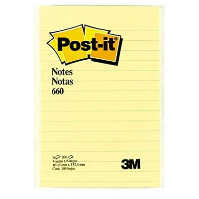 Notes-Post-It, Lined 4X6 Yellow