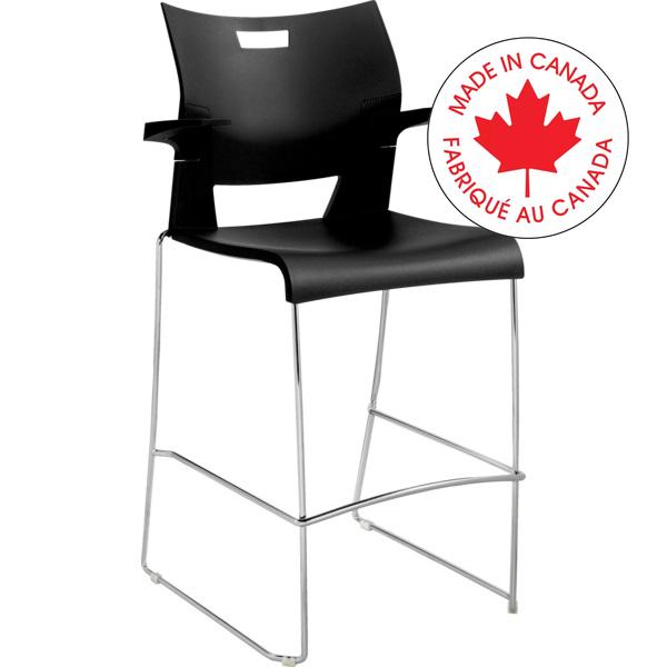 Stool-Duet Bar Height, With Arms, Black