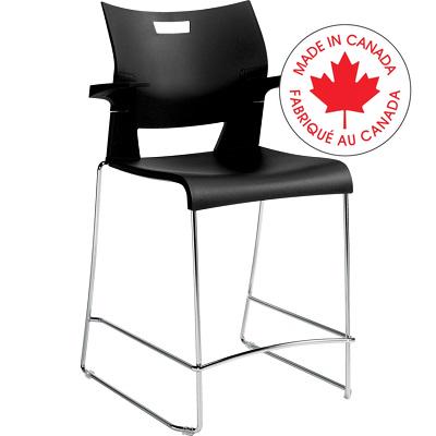Stool-Duet Bar Height, With Arms, Black