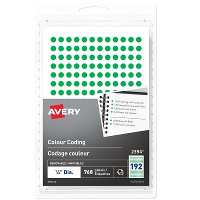 Labels-Colour Coding 1/4" Diameter, Green 768/Pk