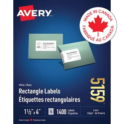 Labels-Rectangle White 1-1/2X4 1400/Box