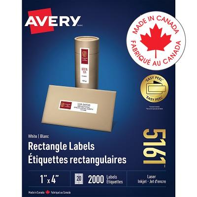 Labels-Rectangle Easy Peel White 1X4 2000/Box