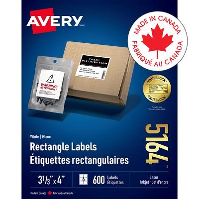 Labels-Rectangle Trueblock White 3-1/3X4 600/Box