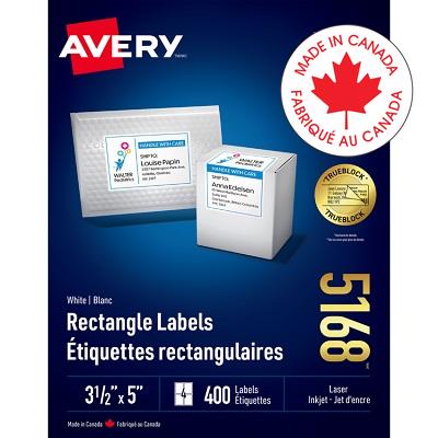 Labels-Rectangle Trueblock White 3-1/2X5 400/Box