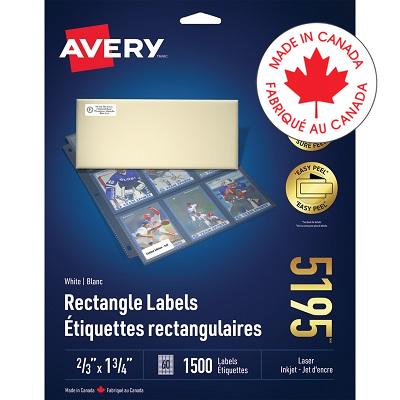 Labels-Rectangle Easy Peel White 2/3X1-3/4 1500/Pk