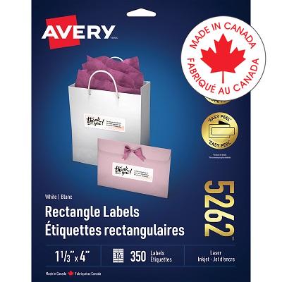 Labels-Rectangle Easy Peel White 1-1/3X4 350/Pk