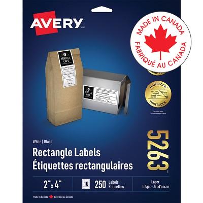 Labels-Rectangle Trueblock White 2X4 250/Pk