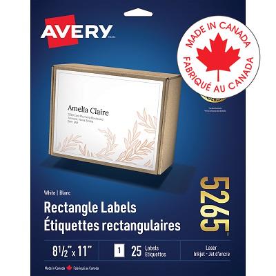 Labels-Rectangle Trueblock White 11X8-1/2 25/Pk