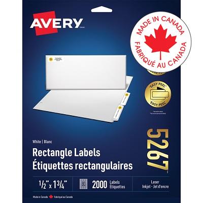 Labels-Rectangle Easy Peel 1-3/4X1/2 2000/Pk
